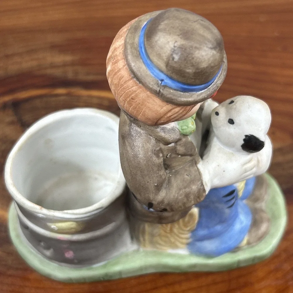Vintage Jasco Hobo Luvkins Candle Holder‎ Clown Hobo With Puppy